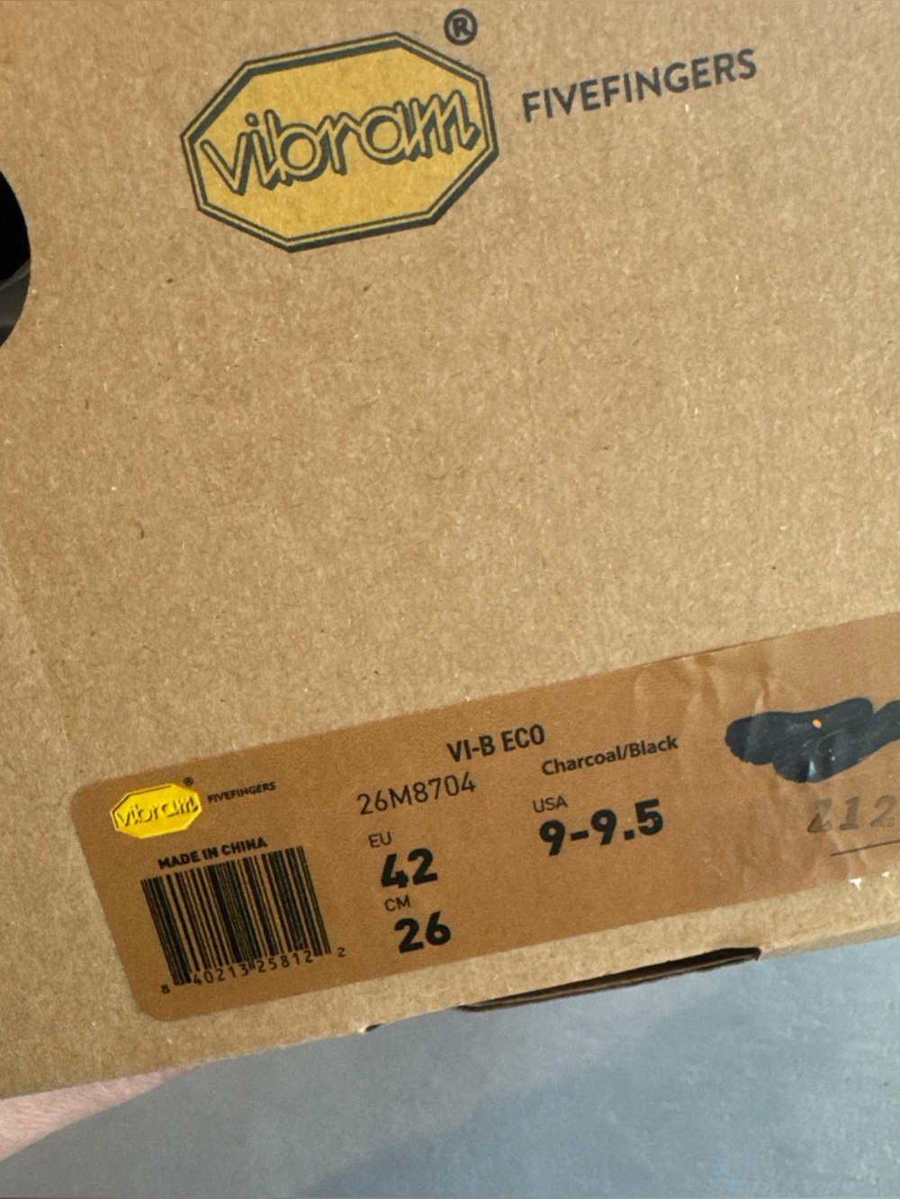 nwt nib vibram vi-b eco five fingers eu 42 men’s 9-9.5 charcoal/black - Picture 6 of 6